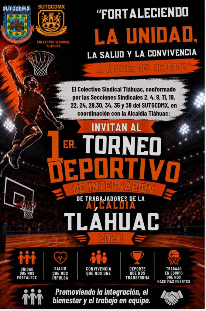 • El Colectivo Sindical Tláhuac abrió ya las inscripciones para su primer gran torneo de baloncesto, cuyo objetivo es fortalecer la integración, la sana convivencia, el trabajo en equipo y el bienestar de las y los trabajadores